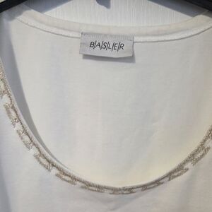 Basler Women's Jersey Vest Tank Top Ivory with Gold Embroidery Size Large